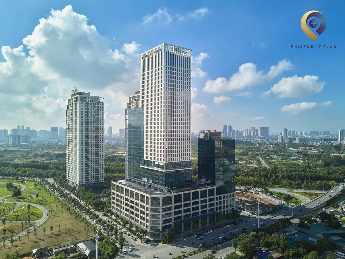 Toàn cảnh tòa nhà Pearl Tower Nam Từ Liêm nhìn từ trên cao